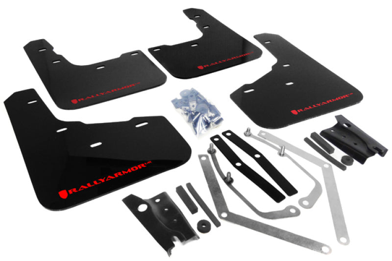 Rally Armor 13+ Ford Fiesta ST Black Mud Flap w/ Red Logo