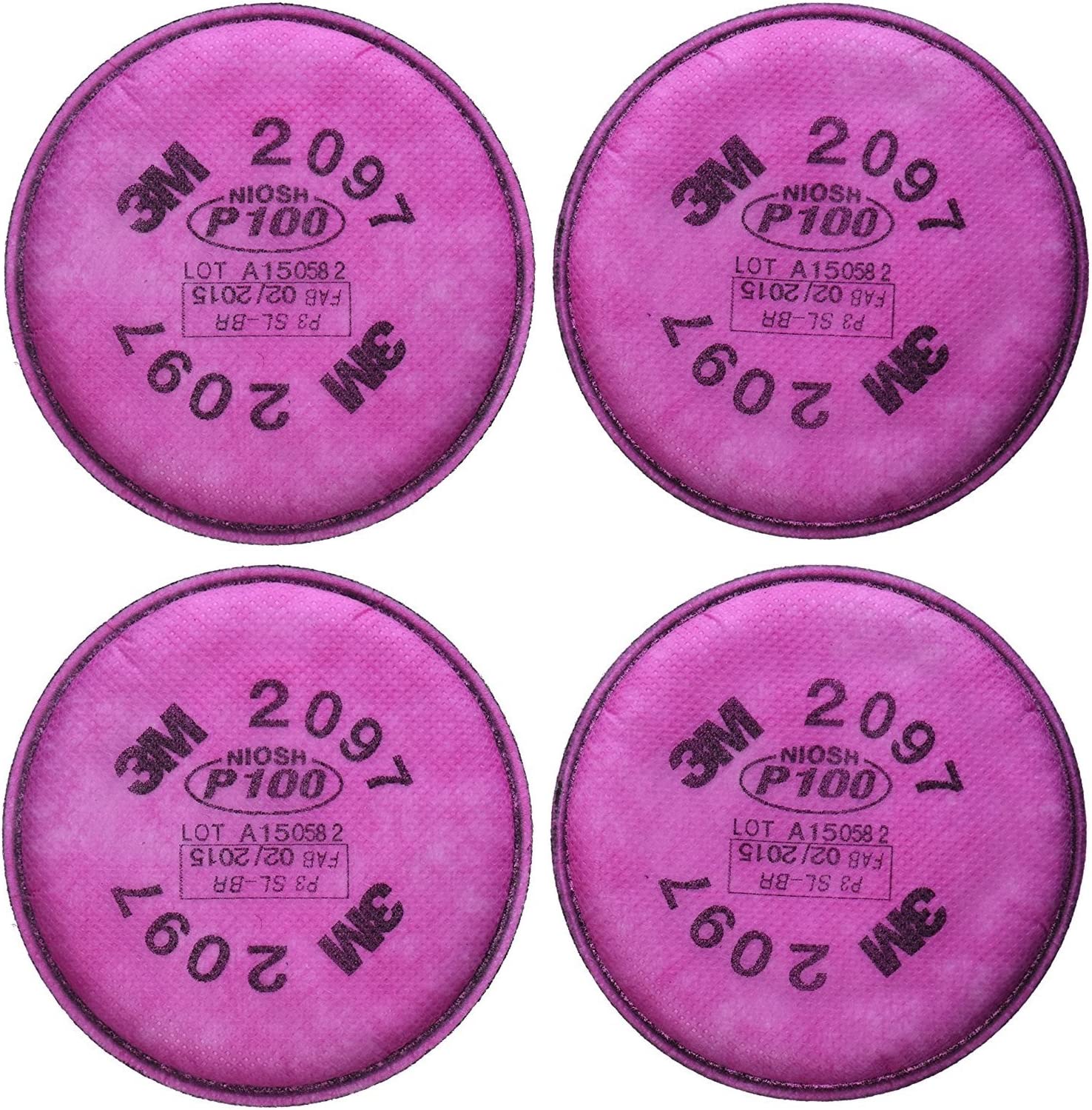 3M 2097 P100 Particulate Filter with Organic Vapor Relief, 2 Pairs (4 Filters)