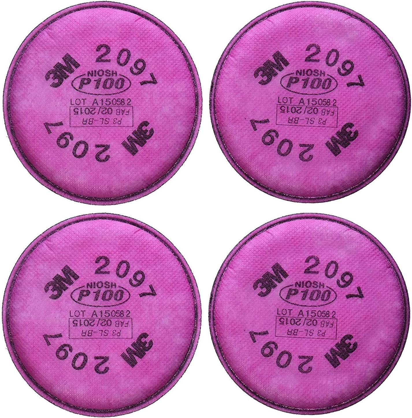 3M 2097 P100 Particulate Filter with Organic Vapor Relief, 2 Pairs (4 Filters)