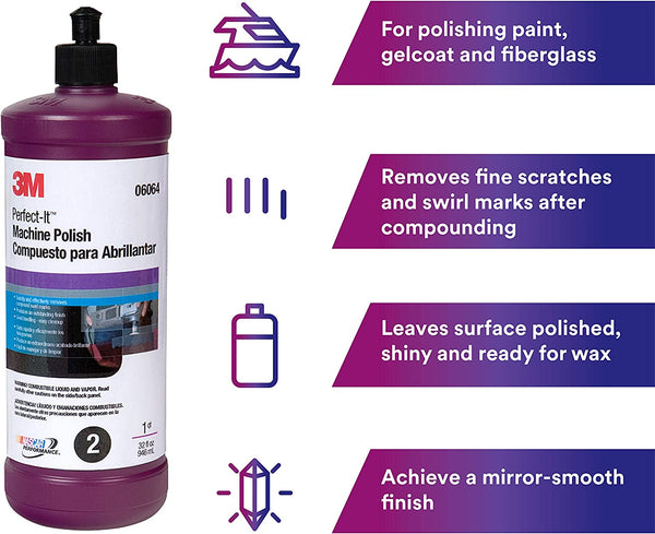 3M Perfect-It Machine Polish (06064) – For Paint and Gelcoat on Cars, Boats, Trucks and RVs – 8 ounces, White