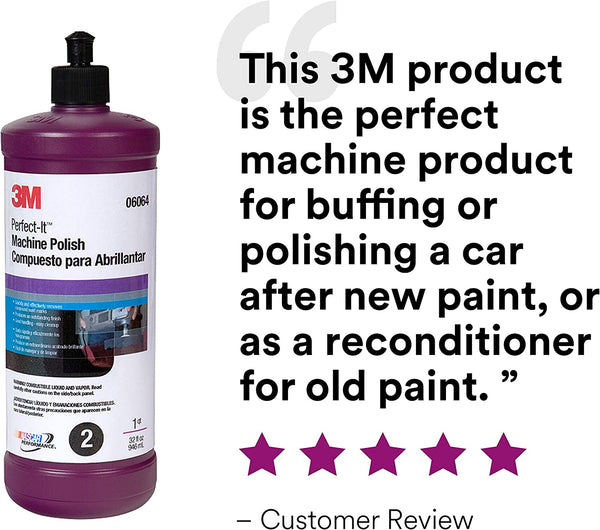 3M Perfect-It Machine Polish (06064) – For Paint and Gelcoat on Cars, Boats, Trucks and RVs – 8 ounces, White