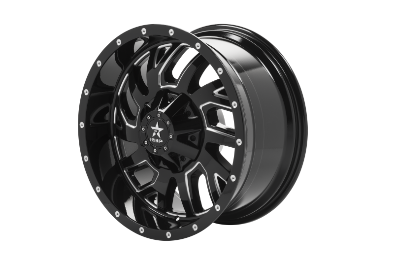 RBP 65R Glock 20x10 5x127/139.7 BP / 5 BS / -12mm Offset 78mm CB Gloss Black Machined Grooves Wheel