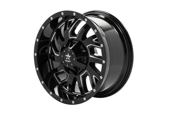 RBP 65R Glock 20x10 5x127/139.7 BP / 5 BS / -12mm Offset 78mm CB Gloss Black Machined Grooves Wheel