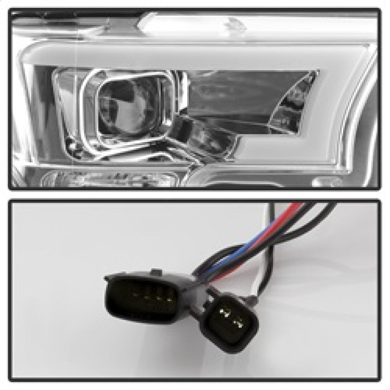 Spyder 15-17 Ford F-150 Projector Headlights - Light Bar DRL LED - Chrome PRO-YD-FF15015-LBDRL-C