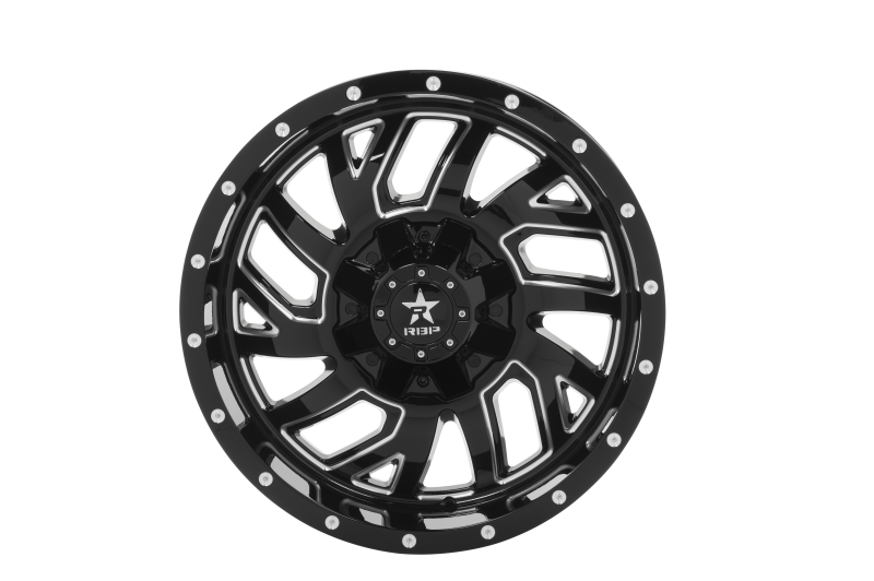 RBP 65R Glock 20x10 5x127/139.7 BP / 5 BS / -12mm Offset 78mm CB Gloss Black Machined Grooves Wheel