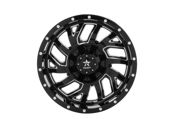 RBP 65R Glock 20x10 5x127/139.7 BP / 5 BS / -12mm Offset 78mm CB Gloss Black Machined Grooves Wheel