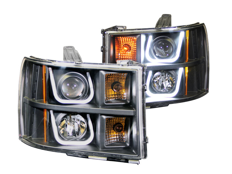 ANZO 2007-2013 Gmc Sierra 1500 Projector Headlights w/ U-Bar Black