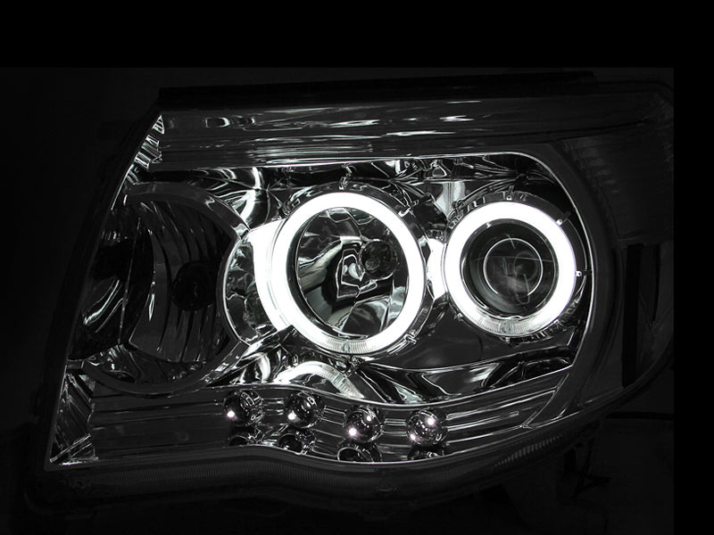 ANZO 2005-2011 Toyota Tacoma Projector Headlights w/ Halos Chrome