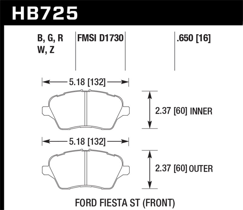 Hawk 2014 Ford Fiesta ST HPS 5.0 Front Brake Pads