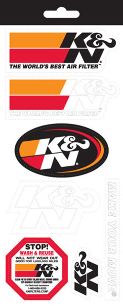 K&N Sticker Sheet 4.5in x 10.5in (various different stickers)