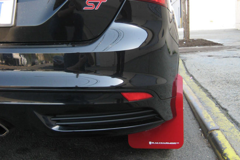 Rally Armor 13+ Ford Focus ST Red Mud Flap w/ White Logo