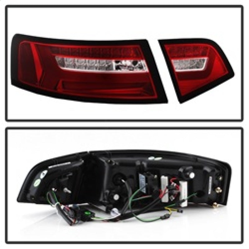 Spyder 09-12 Audi A6 LED Tail Lights - Red Clear (ALT-YD-AA609-LED-RC)