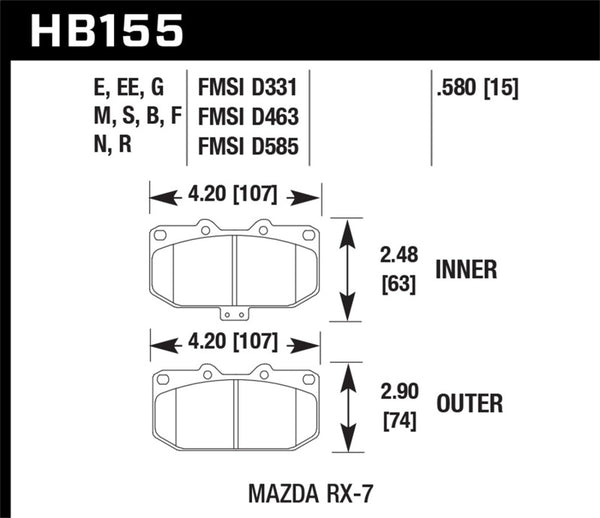 Hawk 93-95 Mazda RX-7 HP+ Street Front Brake Pads