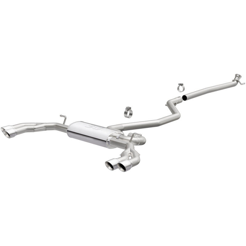 MagnaFlow 14-16 Mercedes CLA250 Cat-Back SS Touring 2.5in Quad Split Rear Exit 4in Polished Tips