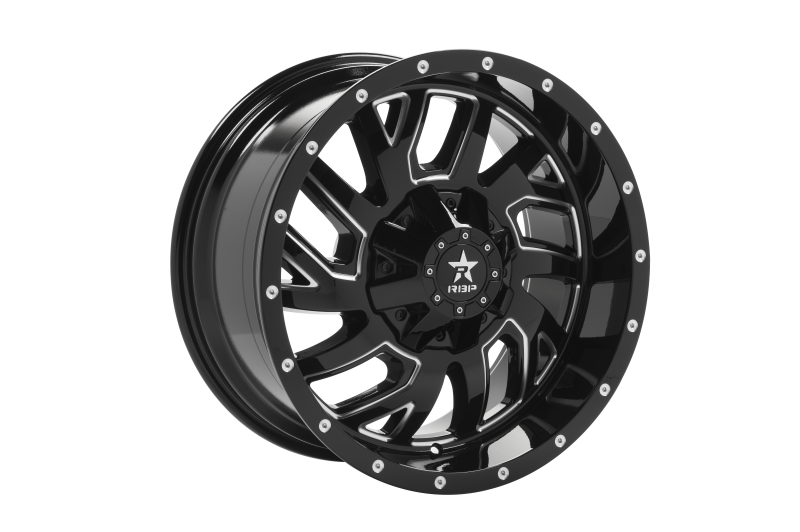 RBP 65R Glock 20x10 5x127/139.7 BP / 5 BS / -12mm Offset 78mm CB Gloss Black Machined Grooves Wheel