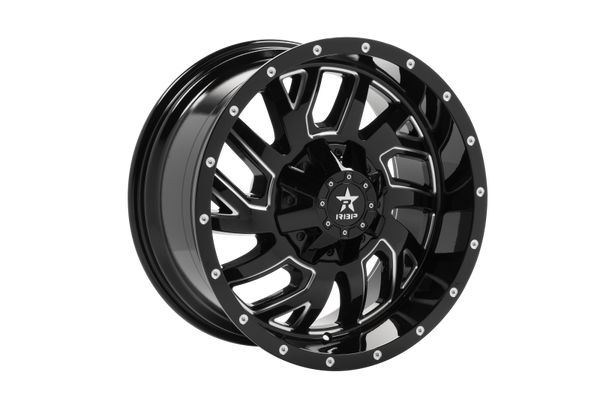 RBP 65R Glock 20x10 5x127/139.7 BP / 5 BS / -12mm Offset 78mm CB Gloss Black Machined Grooves Wheel