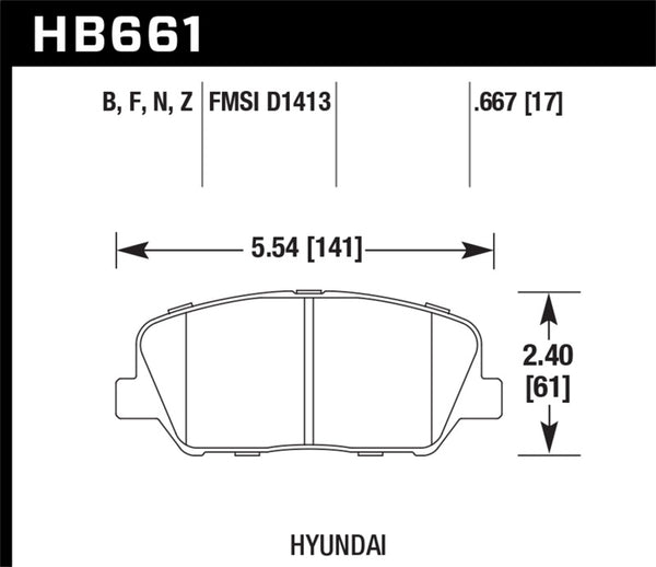 Hawk 12-13 Hyundai Veloster / 2014 Kia Forte Front HPS 5.0 Street Brake Pads