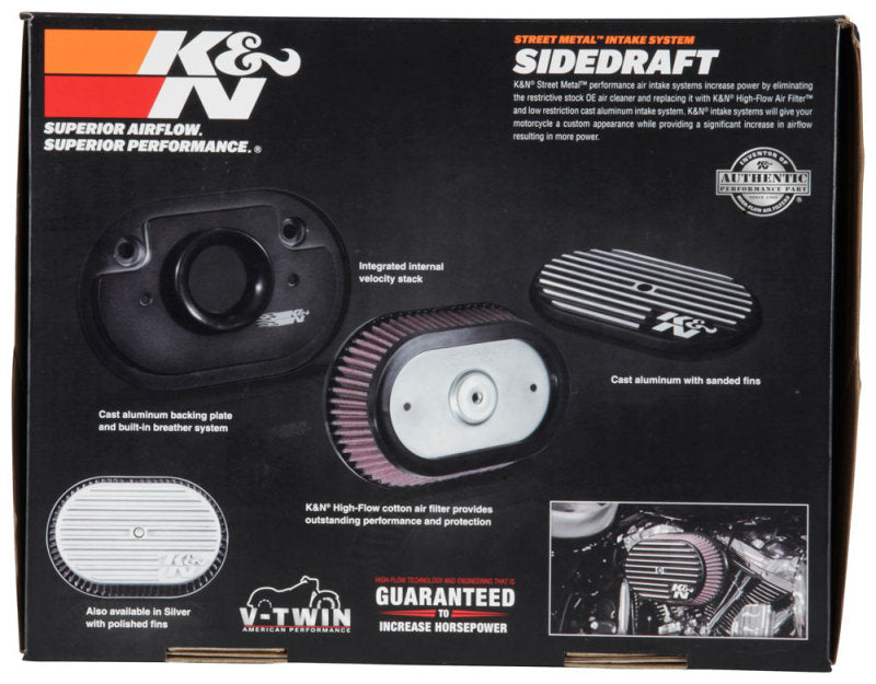 K&N Street Metal Intake System for 02-06 Harley Davidson Road King F/I 88cl Side Draft Dyna/Softail