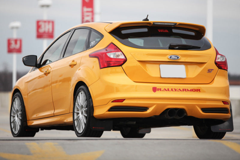 Rally Armor 13-16 Ford Focus ST /16-17 Focus RS UR Black Mud Flap with Nitrous Blue Logo