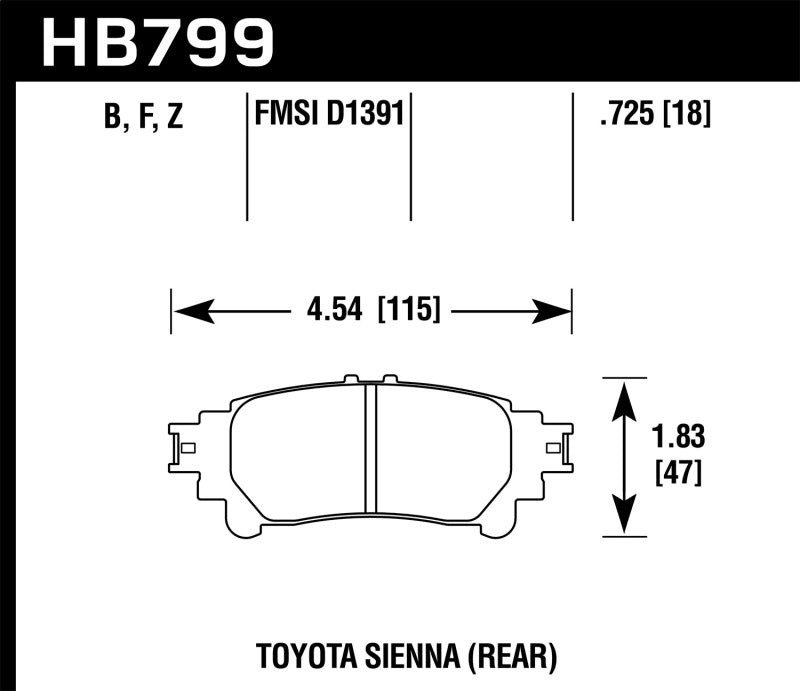 Hawk 14-16 Toyota Highlander HPS Rear Brake Pads