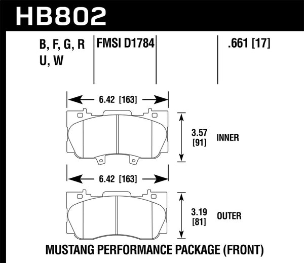 Hawk 15-17 Ford Mustang Performance Package HPS 5.0 Front Brake Pads