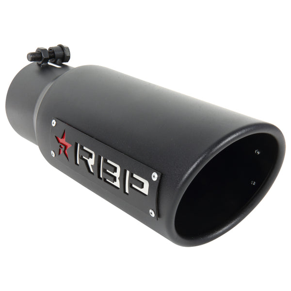 RBP RX-1 High Heat Textured Dual Badged Exhaust Tip Inlet 3.5in / Outlet 4.5in / Length 12in - Black