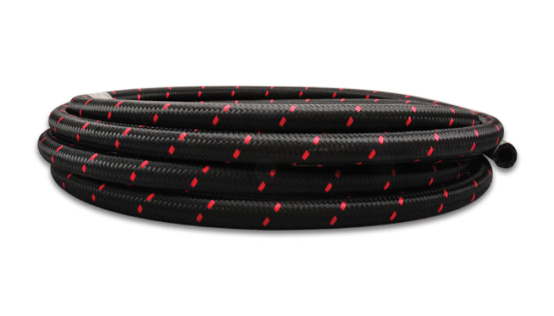 Vibrant -4 AN Two-Tone Black/Red Nylon Braided Flex Hose (20 foot roll)