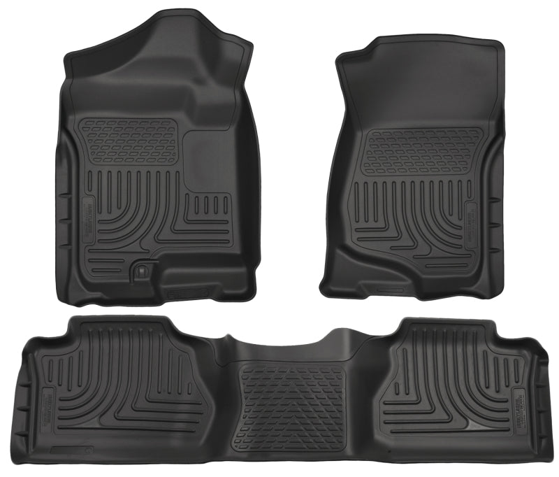 Husky Liners 07-12 Chevy Silverado/GMC Sierra Extended Cab WeatherBeater Combo Black Floor Liners