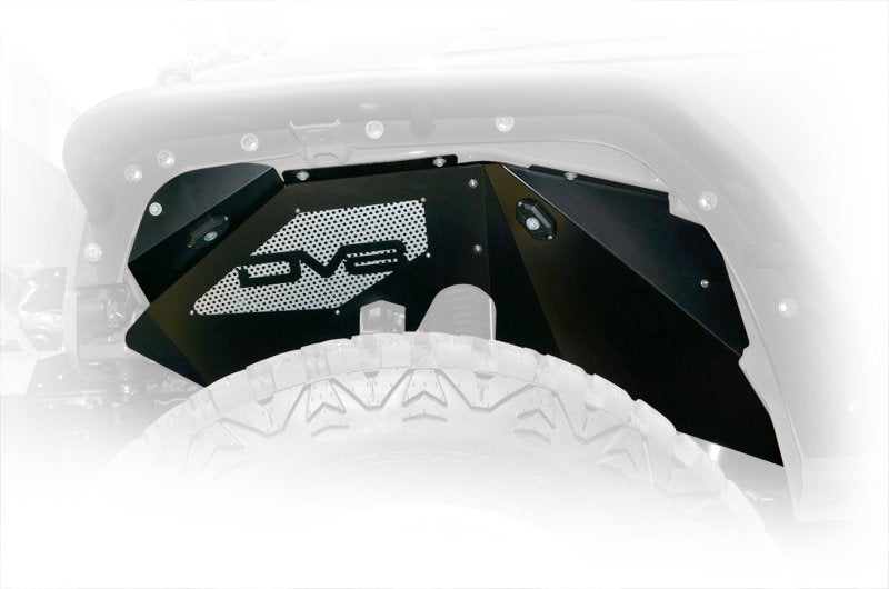 DV8 Offroad 07-18 Jeep Wrangler JK Front Aluminum Inner Fender w/ Rock Lights - Black