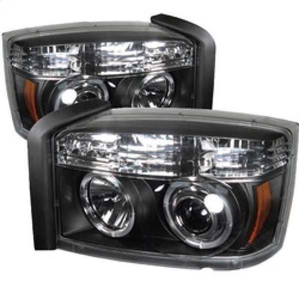 Spyder Dodge Dakota 05-07 Projector Headlights LED Halo Black High H1 Low H1 PRO-YD-DDAK05-BK