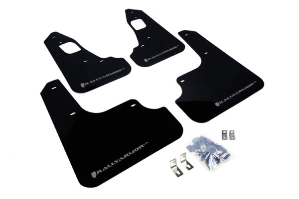 Rally Armor 2008+ Mitsubishi EVO X UR Black Mud Flap w/ Silver Logo