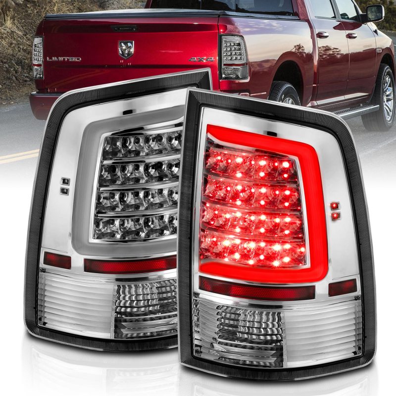 ANZO 2009-2018 Dodge Ram 1500 LED Taillight Plank Style Chrome w/Clear Lens