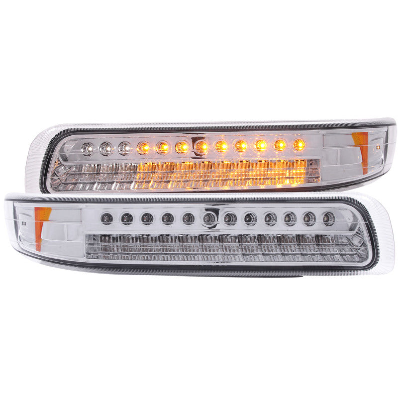 ANZO 1999-2002 Chevrolet Silverado 1500 LED Parking Lights Chrome w/ Amber Reflector