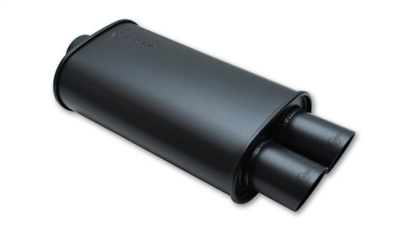 Vibrant StreetPower FLAT BLACK Oval Muffler with Dual 3in Outlet - 4in inlet I.D.