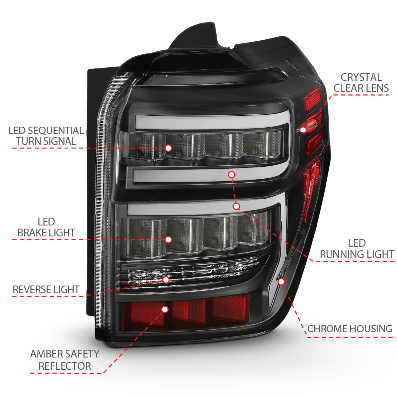 ANZO 2014-2020 Toyota 4Runner T.L Black Housing Clear Lens Red Light Bar W/Sequential