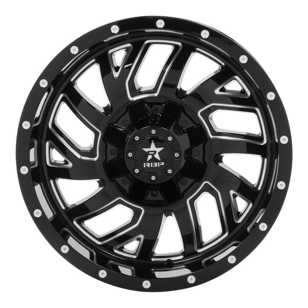 RBP 65R Glock 20x10 5x127/139.7 BP / 5 BS / -12mm Offset 78mm CB Gloss Black Machined Grooves Wheel