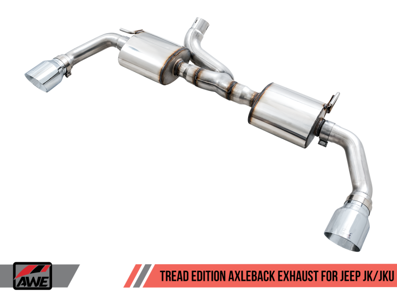 AWE Tuning 07-18 Jeep Wrangler JK/JKU 3.6L Tread Edition Axle-Back Dual Exhaust - Chrome Silver Tips