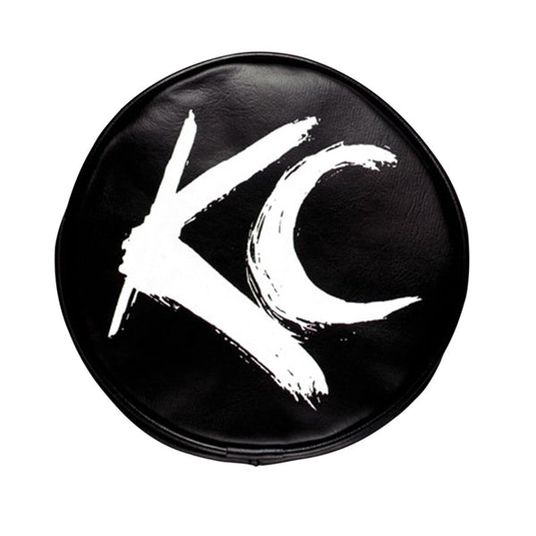 KC HiLiTES 6in. Round Soft Cover (Pair) - Black w/White Brushed KC Logo