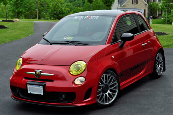 Rally Armor 12+ Fiat 500 (Pop/Sport/Lounge/Abarth) Black Mud Flap w/ Red Logo