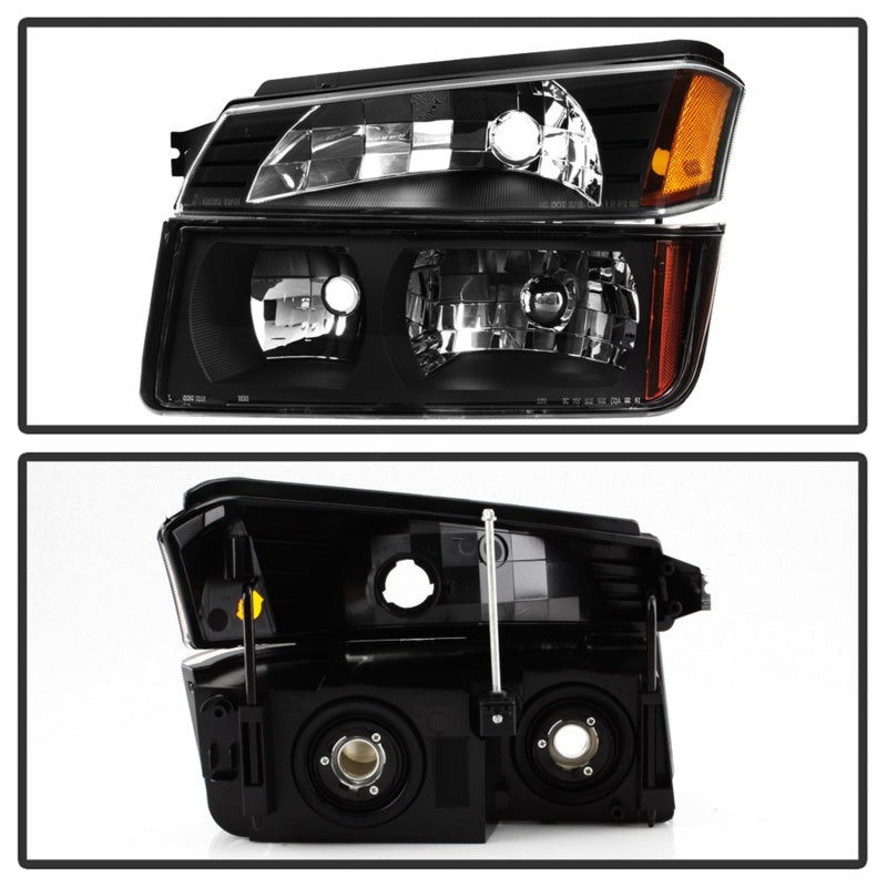 xTune 02-06 Chevy Avalanche w/Cladding OEM Bumper Light & Headlights - (BLACK) (HD-JH-CAVA02-SET-BK)