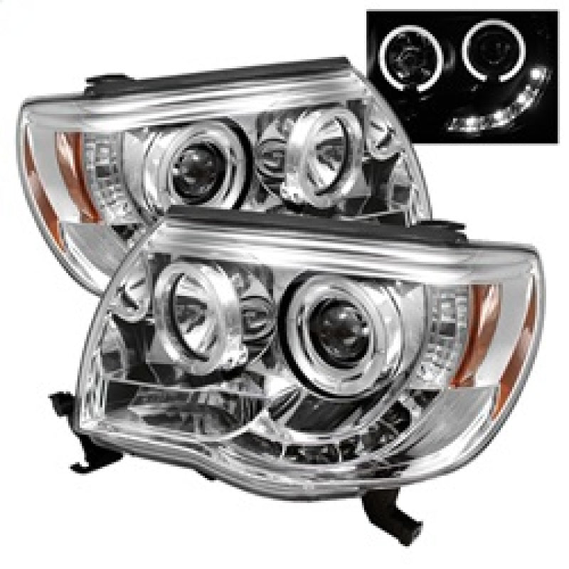 Spyder Toyota Tacoma 05-11 Projector Headlights LED Halo LED Chrome High H1 Low H1 PRO-YD-TT05-HL-C