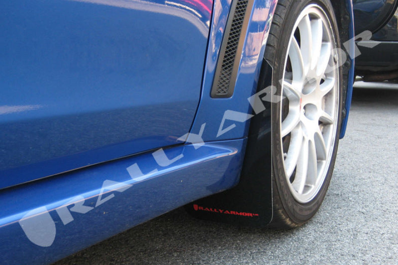 Rally Armor 2008+ Mitsubishi EVO X UR Black Mud Flap w/ Red Logo