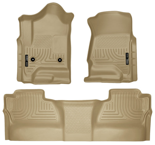 Husky Liners 14 Chevrolet Silverado/GMC Sierra WeatherBeater Tan Front & 2nd Seat Floor Liners