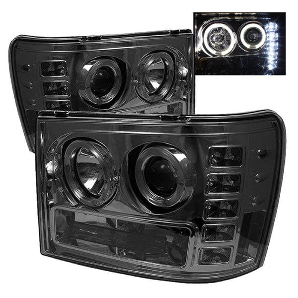 Spyder GMC Sierra 1500/2500/3500 07-13 Projector Headlights LED Halo- LED Smoke PRO-YD-GS07-HL-SM