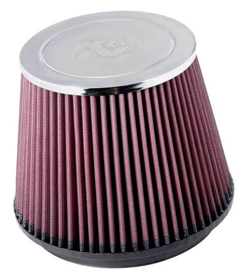 K&N Universal Chrome Round Tapered Air Filter 6in Flange ID x 7.5in Base OD x 5.875in Top OD x 6in H